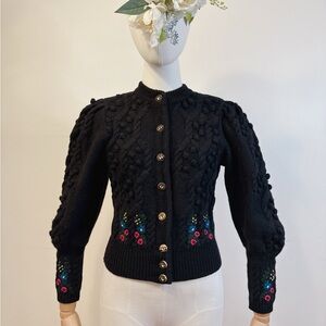 Vintage Made in Germany Black Trachten Cardigan – Wool Blend